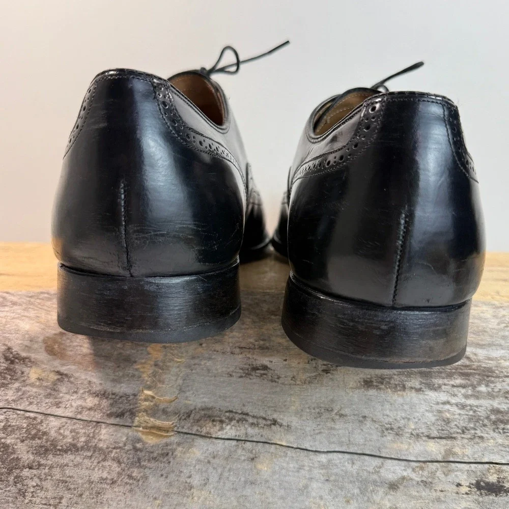 Johnston & Murphy Limited Mens 11 D Black Leather Wingtip Oxford Shoes 24-93210